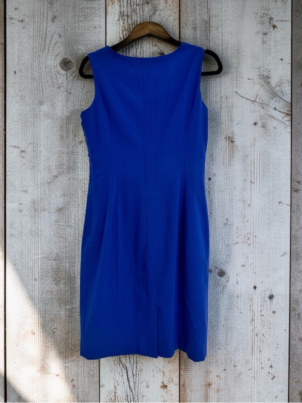 Calvin Klein Blue Sheath Dress Knee Length Sleeveless Work Office Career Size 4